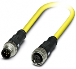Sensor actuator cable, M12-cable plug, straight to M12-cable socket, straight, 5 pole, 1.5 m, PVC, yellow, 4 A, 1406153