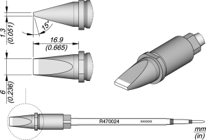JBC soldering tip, chisel shape, R470024/6.0 x 1.5mm