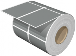 Polyester Label, (L x W) 76.2 x 50.8 mm, silver, Roll with 500 pcs