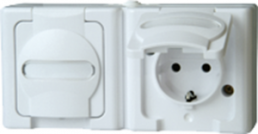 Surface mount german schuko-style socket, white, 16 A/250 V, Germany, IP44, 131202003