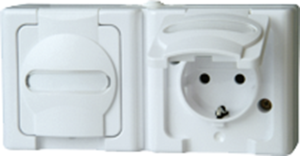 Surface mount german schuko-style socket, white, 16 A/250 V, Germany, IP44, 131202003