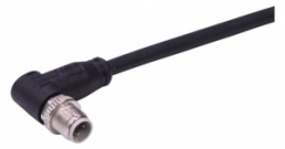 Sensor actuator cable, M12-cable plug, angled to open end, 4 pole, 0.8 m, Elastomer, black, 09488000011008