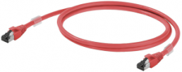 Patch cable, RJ45 plug, straight to RJ45 plug, straight, Cat 6A, S/FTP, LSZH, 0.2 m, red