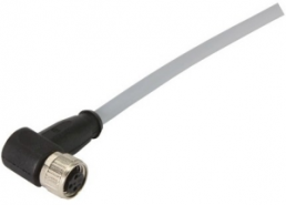 Sensor actuator cable, M8-cable socket, angled to open end, 3 pole, 5 m, PVC, gray, 21348300380050