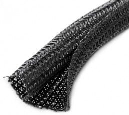 Self closing plastic braided sleeve, inner Ø 13 mm, range 13-14 mm, black, -55 to 155 °C