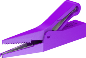 Alligator clip, purple, max. 9.5 mm, L 62 mm, socket 4 mm, 64.9209-26