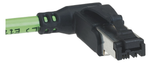 Patch cable, RJ45 plug, angled to open end, Cat 5, PVC, 1 m, black