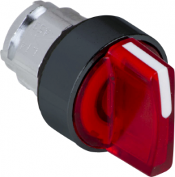 Selector switch, latching, waistband round, red, front ring black, 3 x 45°, mounting Ø 22 mm, ZB4BK13437