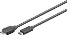 USB 3.0 Adapter cable, micro USB plug type B to USB plug type C, 0.6 m, black
