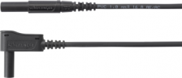 Measuring lead with (4 mm plug, spring-loaded, straight) to (4 mm plug, spring-loaded, angled), 1.5 m, black, PVC, 1.0 mm², CAT III