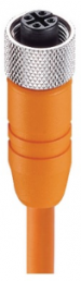 Sensor actuator cable, M12-cable socket, straight to open end, 4 pole, 10 m, PVC, orange, 4 A, 11410