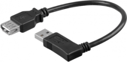 USB 2.0 extension line, USB plug type A to USB socket type A, 0.3 m, black