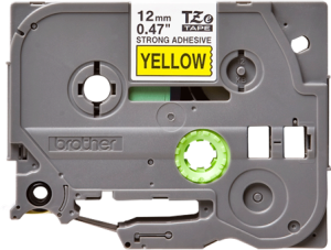 Labelling tape cartridge, 12 mm, tape yellow, font black, 8 m, TZE-S631