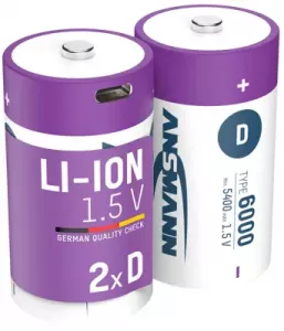 1314-0005 Ansmann Round Cell Batteries, 9V Block Batteries