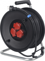 Safety cable reel, 3-way, 40 m, 16 A, black