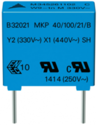 MKP film capacitor, 2.2 nF, ±20 %, 1.5 kV (DC), PP, 10 mm, B32021A3222M000