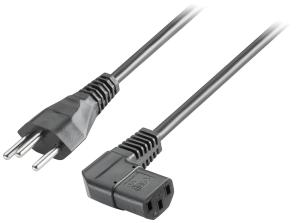Device connection line, Switzerland, plug type J, straight on C13 jack, angled, black, 3 m