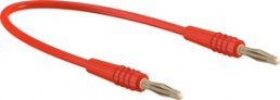 Measuring lead with (2 mm plug, spring-loaded, straight) to (2 mm plug, spring-loaded, straight), 150 mm, red, PVC, 0.5 mm²