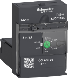 Extended control unit LUCD, class 20, 0.35-1.4A, 24 VDC for power socket LUB12/LUB32/LUB38/LUB120/LUB320/LUB380/reversing contactor switch LU2B12BL/LU2B32BL/LU2B38BL, LUCD1XBL