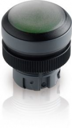 Pushbutton, illuminable, groping, waistband round, green, front ring black, mounting Ø 22.3 mm, 1.30.240.005/1501
