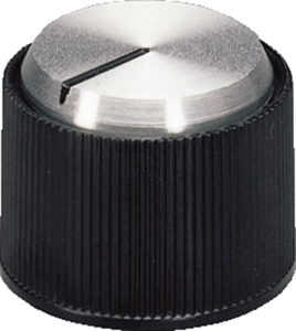 Rotary knob, 6 mm, plastic, black/silver, Ø 18.2 mm, H 14.2 mm, A1318260