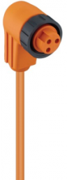 Sensor actuator cable, 7/8"-cable socket, angled to open end, 3 pole, 10 m, PVC, orange, 12 A, 3762