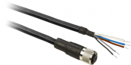 Sensor actuator cable, M12-cable socket, straight to open end, 4 pole, 10 m, PUR, black, 4 A, XZCP11V12L10