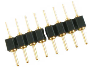IC plug-in adapter strips with solder pins on both sides Ø 0.50 mm, 32 pole, pitch 2.54 mm , brass, gold-plated
