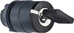 Key switch, unlit, waistband round, black, front ring black, mounting Ø 22 mm, ZB5AG612R26