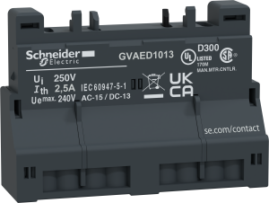 Auxiliary switch, 1 Form A (N/O) + 1 Form A (N/O) for GV3L/GV3P, GVAED1013