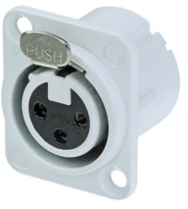 XLR panel socket, 3 pole, silver-plated, 2.5 mm², AWG 14, NC3FD-LX-WT