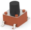 Short-stroke pushbutton, 1 Form A (N/O), 50 mA/24 VDC, unlit , actuator (black, L 3.4 mm), 1.56 N, SMD