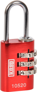 Combination lock, level 2, shackle (H) 21 mm, red, steel, (B) 20 mm, K10520REDD