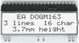 LCD text module EA DOGM163W-A, 3 x 16, 3.65 mm