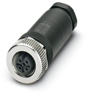 Socket, M12, 5 pole, screw connection, screw locking, straight, 1681486