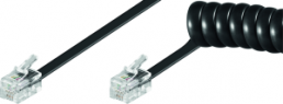 Modular cable, RJ10 plug, straight to RJ10 plug, straight, 2 m, white