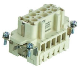 Socket contact insert, 10B, 10 pole, equipped, screw connection, with PE contact, 09338102703