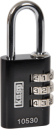 Combination lock, level 3, shackle (H) 27 mm, black, steel, (B) 30 mm, K10530BLAD