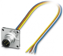 Sensor actuator cable, M12-flange plug, straight to open end, 4 pole, 0.5 m, 4 A, 1440957
