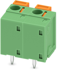 PCB terminal, 2 pole, pitch 7.62 mm, AWG 24-16, 17.5 A, spring-clamp connection, green, 1891399