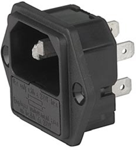 Combination element C14, 3 pole, screw mounting, plug-in connection, black, 6200.2200