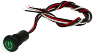Pushbutton, 1 pole, black, illuminated  (red), 0.1 A/28 V, mounting Ø 15.5 mm, IP67/IP69K, IXP3S02RRXN9