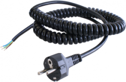 Connection line, Europe, plug type E + F, straight on open end, H05VVH8-F3G1.0mm², black, 4.9 m