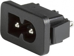 Plug C8, 2 pole, Snap-in mounting, PCB connection, black, 6160.0141