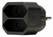 2-way adapter, 2 x jacks type C on 1 x plug type E + F, black