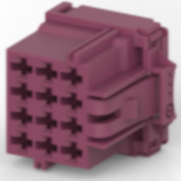 Socket, unequipped, 12 pole, straight, 3 rows, purple, 5-968972-1