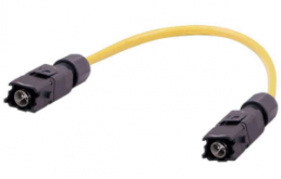 Sensor actuator cable, Han 1A CA M12, X coding to Han 1A CA M12, X coding, 8 pole, 1 m, PVC, yellow, 33505050808010