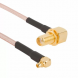Coaxial Cable, MMCX plug (angled) to SMA jack (straight), 50 Ω, RG-316, grommet black, 153 mm