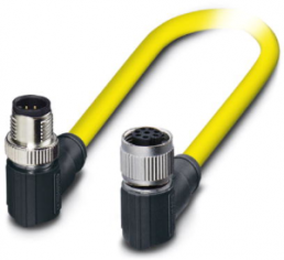 Sensor actuator cable, M12-cable plug, angled to M12-cable socket, angled, 8 pole, 1.5 m, PVC, yellow, 2 A, 1406076