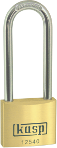 Padlock, high shackle, level 5, shackle (H) 63 mm, brass, (B) 40 mm, K12540L63